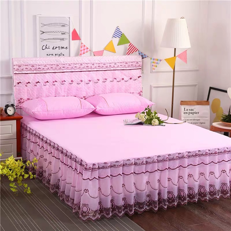 6*6 3PC BED SKIRT(PINK)