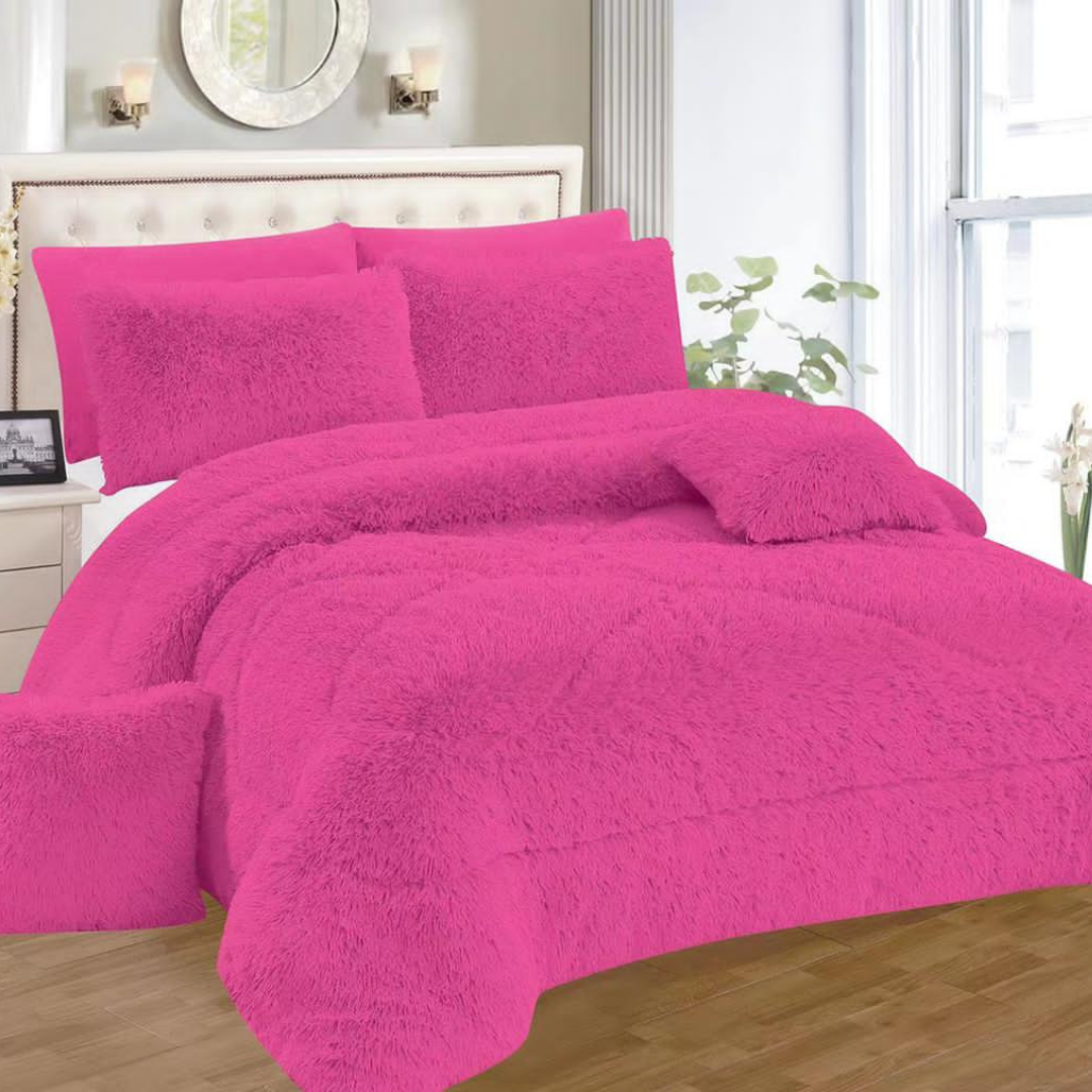 Faux Fur Fluffy Duvet(Pink)