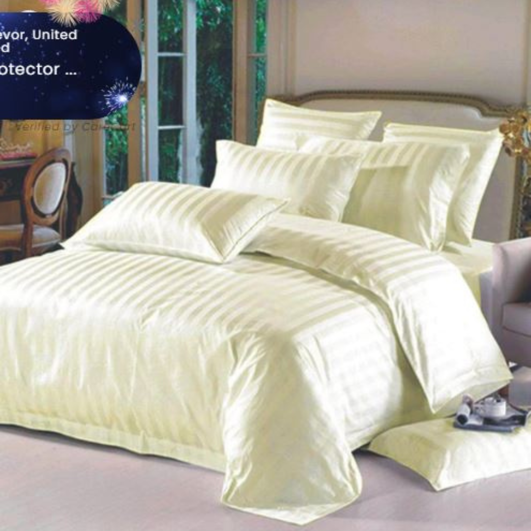 4 Pc Striped Binded Duvet (7x8 Cream)  
